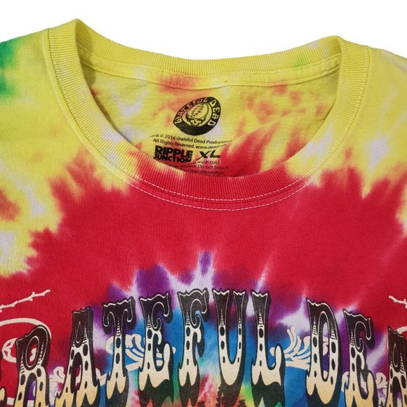 Grateful Dead Tie‎ Dye T-shirt Ripple Junction Skeleton and Roses Graphic Print - Picture 3 of 6